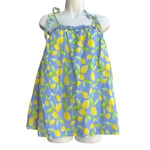 Brooke Wright Allover Lemon Prints Tank Top Womens L Multicolor Strap